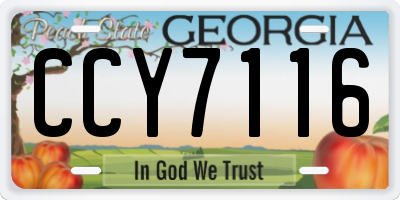 GA license plate CCY7116