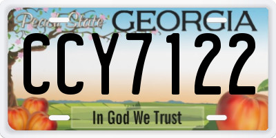 GA license plate CCY7122