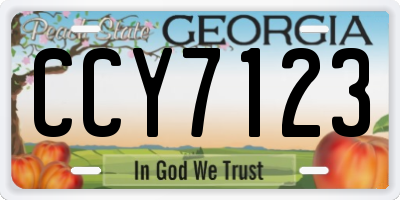 GA license plate CCY7123