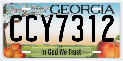 GA license plate CCY7312