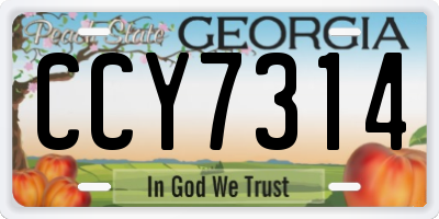 GA license plate CCY7314