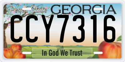 GA license plate CCY7316