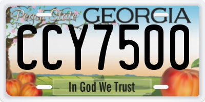 GA license plate CCY7500