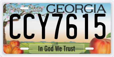 GA license plate CCY7615