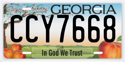 GA license plate CCY7668