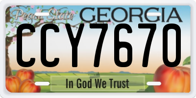GA license plate CCY7670