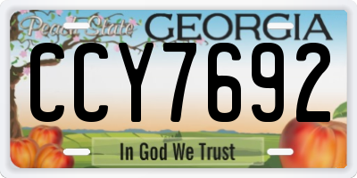 GA license plate CCY7692