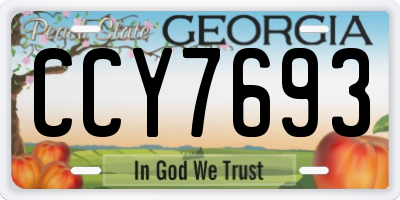 GA license plate CCY7693