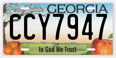 GA license plate CCY7947