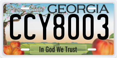 GA license plate CCY8003