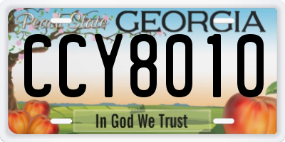 GA license plate CCY8010