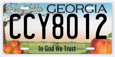 GA license plate CCY8012