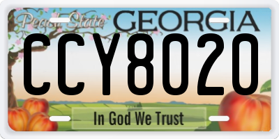 GA license plate CCY8020