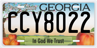 GA license plate CCY8022