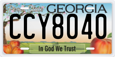 GA license plate CCY8040