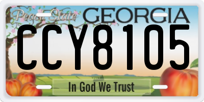GA license plate CCY8105