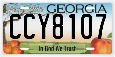 GA license plate CCY8107