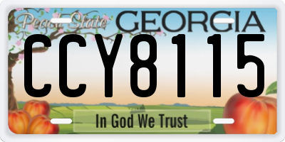 GA license plate CCY8115