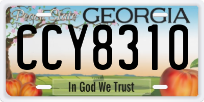 GA license plate CCY8310