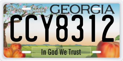 GA license plate CCY8312
