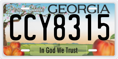 GA license plate CCY8315