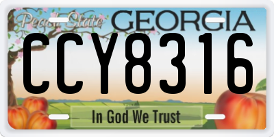 GA license plate CCY8316