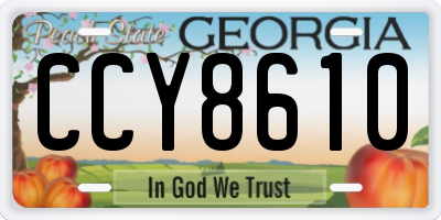 GA license plate CCY8610