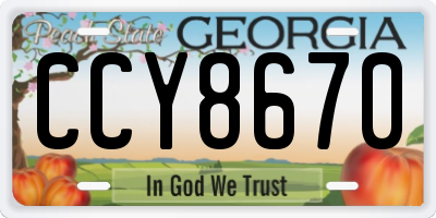 GA license plate CCY8670