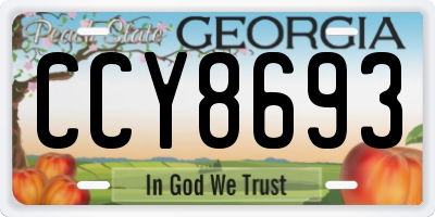 GA license plate CCY8693