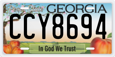 GA license plate CCY8694