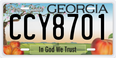 GA license plate CCY8701