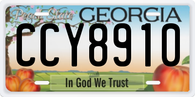 GA license plate CCY8910