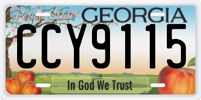 GA license plate CCY9115