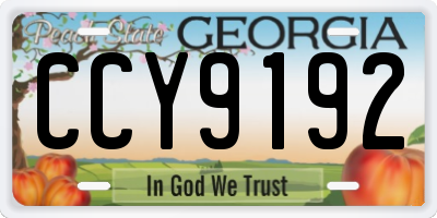 GA license plate CCY9192