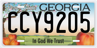 GA license plate CCY9205