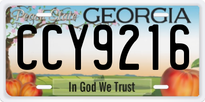 GA license plate CCY9216