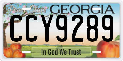 GA license plate CCY9289