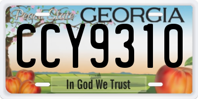 GA license plate CCY9310