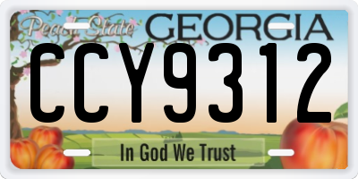 GA license plate CCY9312