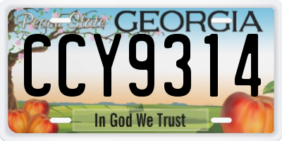 GA license plate CCY9314