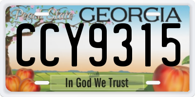 GA license plate CCY9315