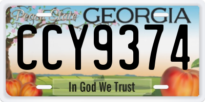 GA license plate CCY9374