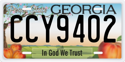 GA license plate CCY9402