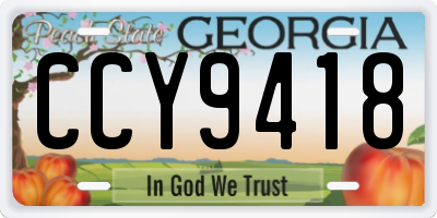 GA license plate CCY9418