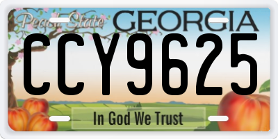 GA license plate CCY9625