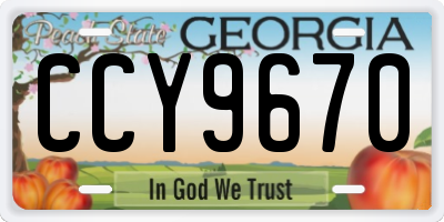 GA license plate CCY9670
