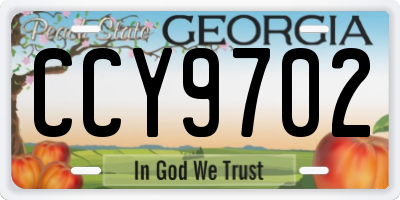 GA license plate CCY9702