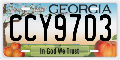 GA license plate CCY9703