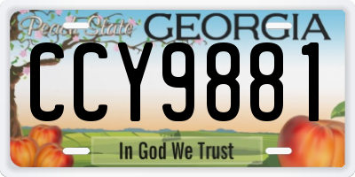 GA license plate CCY9881