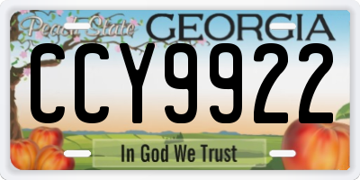 GA license plate CCY9922